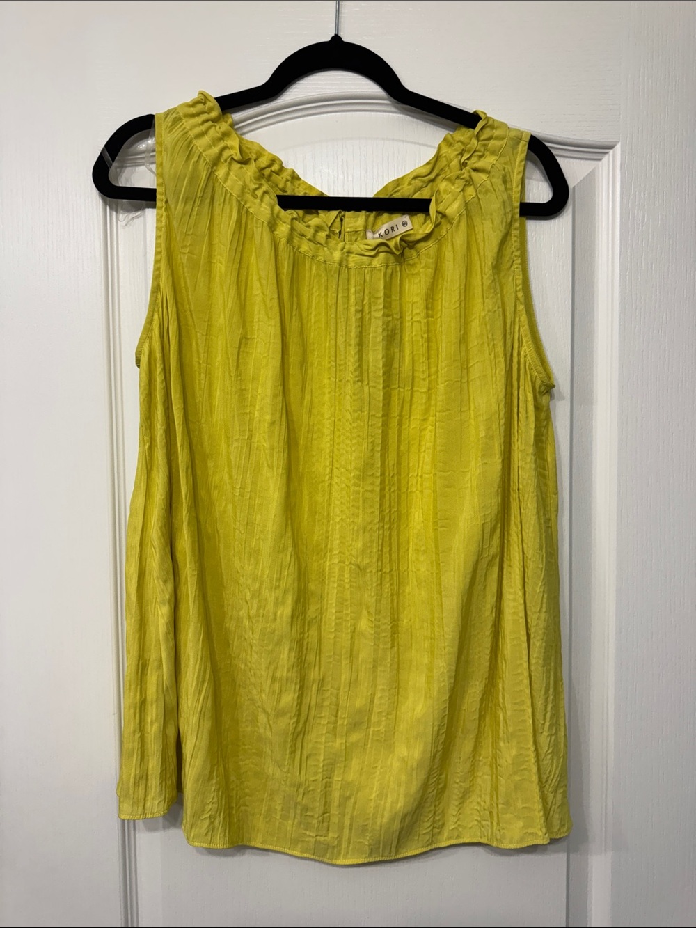 Yellow Sleeveless Ruffle Neck Top - Kori